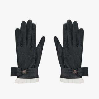 Lambskin Ribbon Gloves (Black)