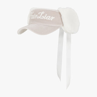 Velvet Visor with Ribbon (Beige)