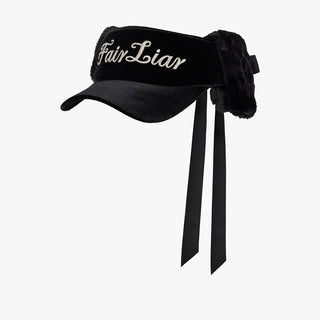 Velvet Visor with Ribbon (Black)