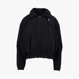 Ruffled Hem Zipup Jumper (Black)