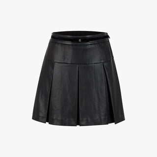 Leather Ribbon Skirt (Black)