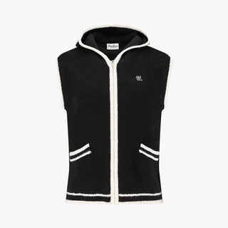 Hooded Windproof Knit Vest (Black)