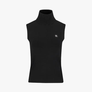 High-neck Sleeveless knit (Black)
