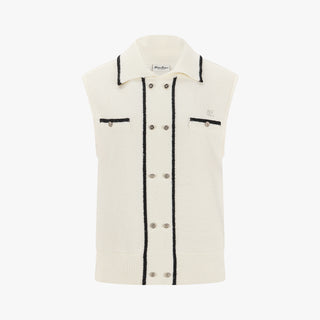 Double Button Windproof Knit Vest (Ivory)