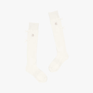 Velvet Ribbon Knee-socks (Ivory)