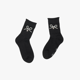 Pearl Ribble Ankle-socks (Black)
