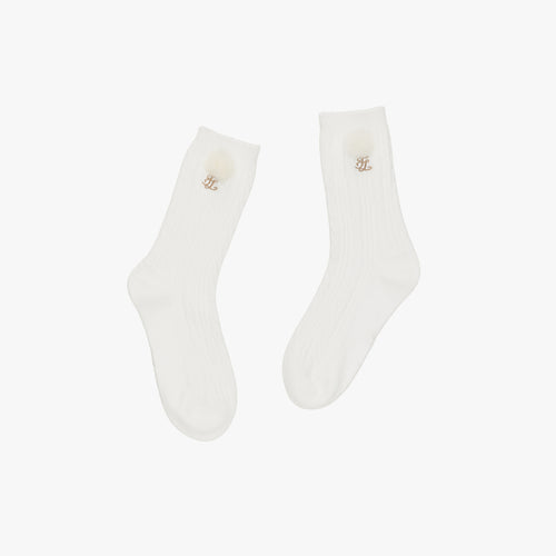 Fur ball Ankle-socks (Ivory)