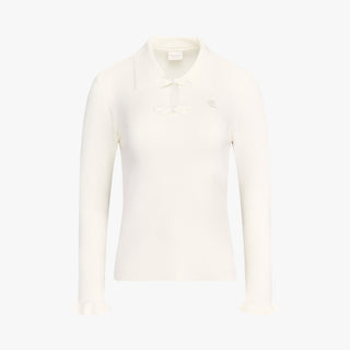 Flat Collar Open Pointed Knit (Ivory)