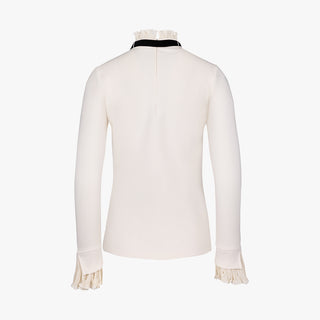 Velvet Detachable Ribbon Tshrit (Ivory)