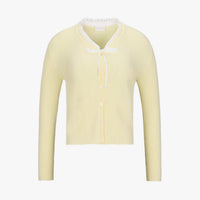 Ruffled V-Neck Cardigan (Yellow)