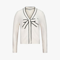 Ribbon V-Neck Cardigan (Ivory)
