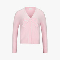 Ribbon V-Neck Cardigan (Pink)
