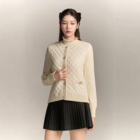 [TOKYO] Quilted Jacquard Cardigan (Cream)