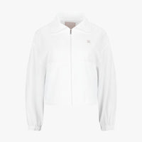 Cropped Shirring Zip-Up Jacket (White)
