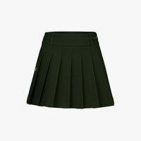 Symbol-Decorated Pleated Skirt (Khaki)