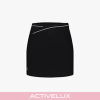 Contrast Piping Slim Fit Skirt (Black)