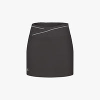 Contrast Piping Slim Fit Skirt (Brown)