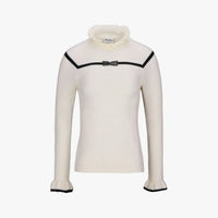 [MADE IN JAPAN] Ribbon Frill High Neck Knit (Cream)