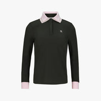 Double-Color Collar Long-Sleeve T-Shirt (Khaki)