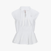 Sheer Ribbon T-Shirt Ruffled Ribbon Vest (White)