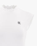 Tulip collar sleeveless t-shirt - White