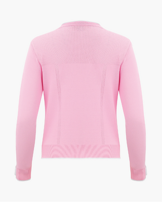 V Neck color scheme line cardigan (Pink)