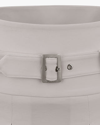 Belt pleated skirt (Beige)