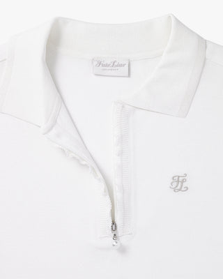 Front ruffled collared Knit (White)