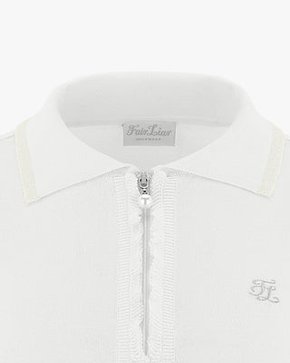 Front ruffled collared Knit (White)