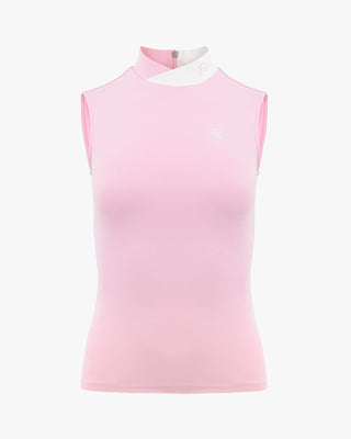 Double high neck sleeveless T Shirt (Pink)