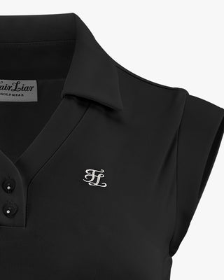 Frill V Neck sleeveless T Shirt (Black)