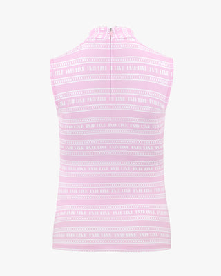 Logo pattern printed sleeveless T Shirt (Coral)