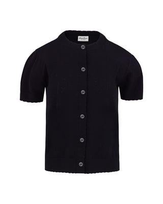 Logo Jacquard Short Sleeve Cardigan (Black)