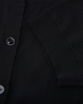 Logo Jacquard Short Sleeve Cardigan (Black)