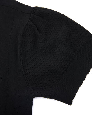 Logo Jacquard Short Sleeve Cardigan (Black)