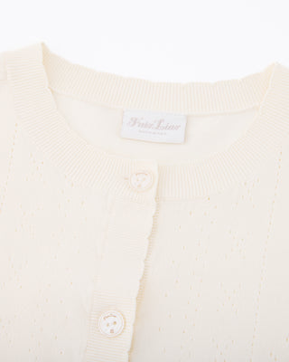 Logo Jacquard Short Sleeve Cardigan (Cream)