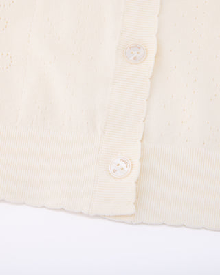 Logo Jacquard Short Sleeve Cardigan (Cream)