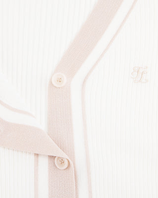 Color Combination Wide Ribbed Cardigan (White)