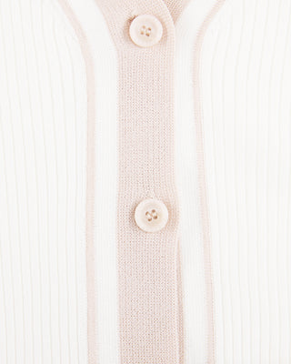 Color Combination Wide Ribbed Cardigan (White)