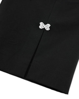 High Waist Back Opening Bootcut Pants (Black)