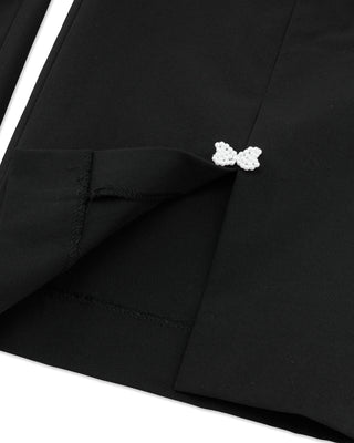 High Waist Back Opening Bootcut Pants (Black)