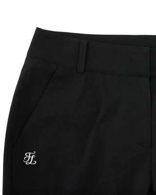 High Waist Back Opening Bootcut Pants (Black)