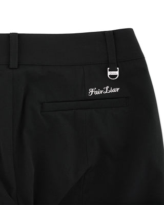 High Waist Back Opening Bootcut Pants (Black)