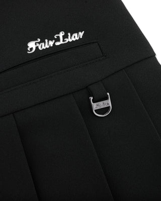 Asymmetrical Ribbon Pleated Skirt (Black)