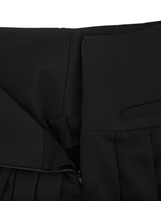 Asymmetrical Ribbon Pleated Skirt (Black)