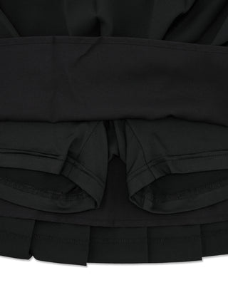 Asymmetrical Ribbon Pleated Skirt (Black)