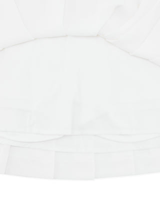 Asymmetrical Ribbon Pleated Skirt (White)