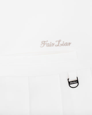 Asymmetrical Ribbon Pleated Skirt (White)