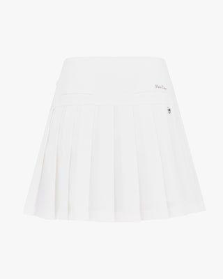 Asymmetrical Ribbon Pleated Skirt (White)