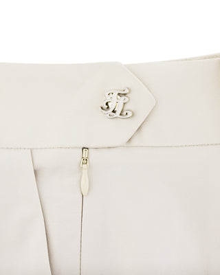 Logo Embellished Pleated Skirt (Beige)